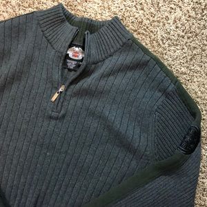 Harley Davidson 1/4 Zip sweater Gray Green XXL